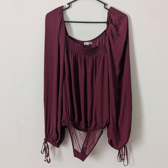 Free People Tops - Intimately Free People Another Round Bodysuit, Burgundy, Size Med